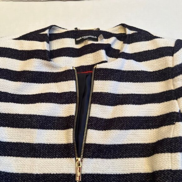 Karl Lagerfeld *  Paris Woman's Tweed  Suit Jacket Blazer Striped Size 6 - Picture 10 of 11